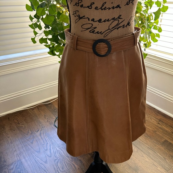 Dresses & Skirts - LA CONDESA 26’ Vintage light Brown Leather Skirt from Italy
